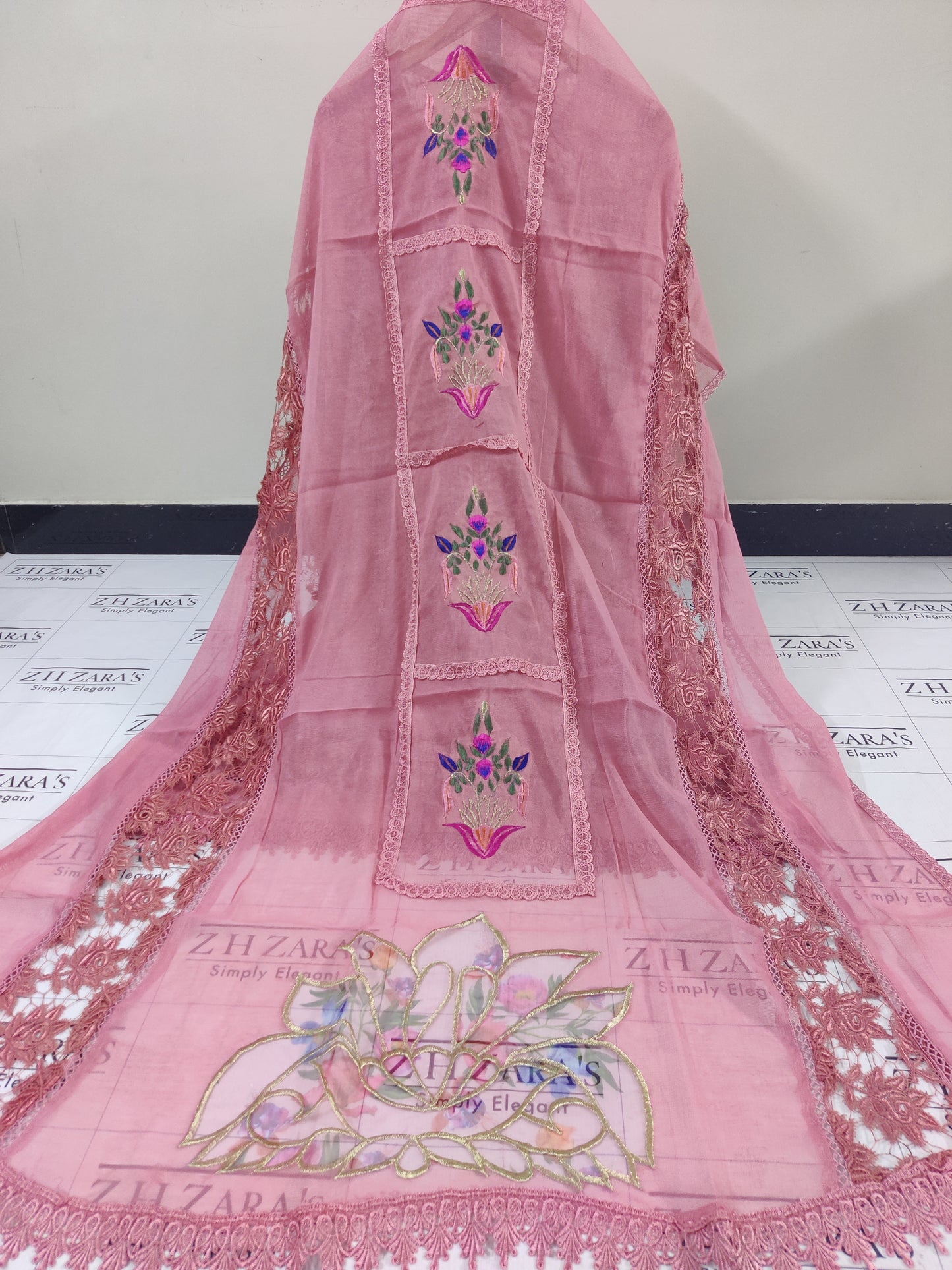 Tea Pink Heavy duppatta 3pc