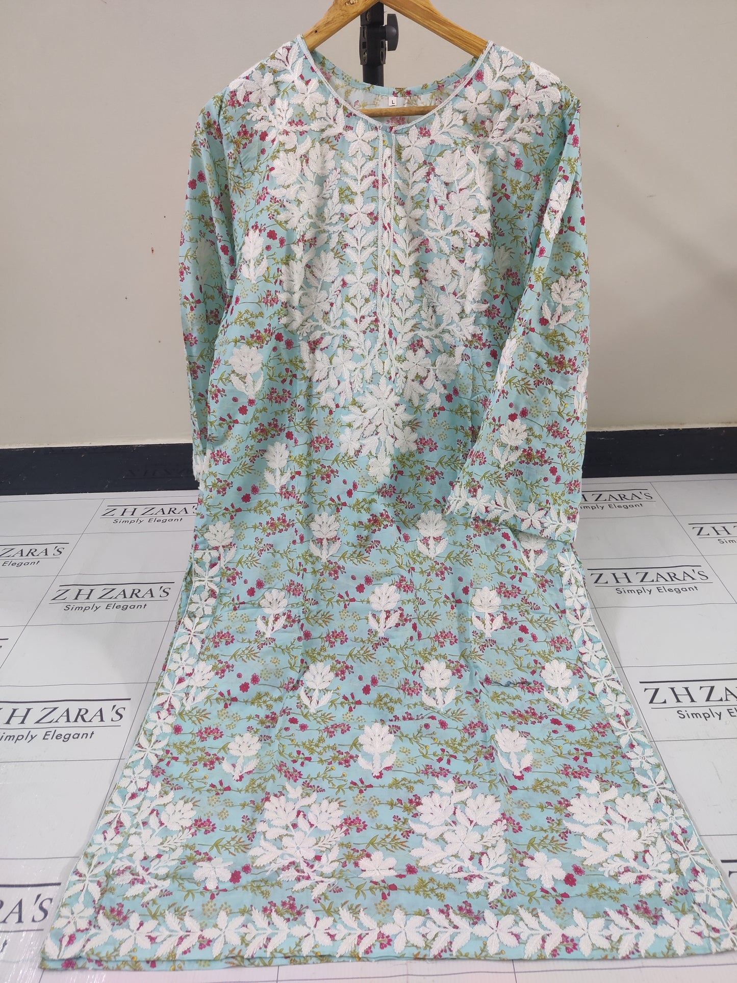 Aqua EMB Co-Ord Set Stitched