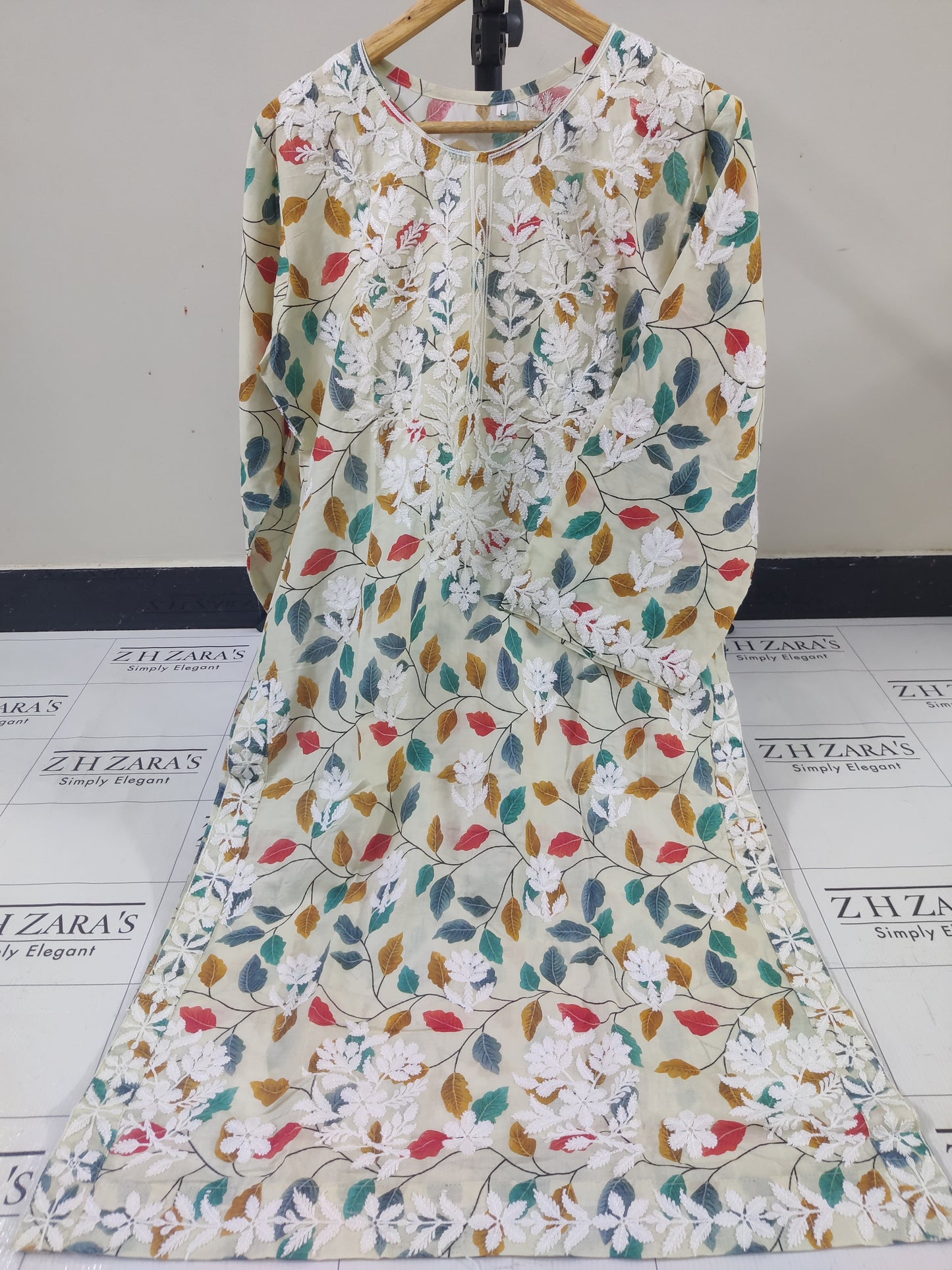 Cream Foan EMB Co-Ord Set Stitched
