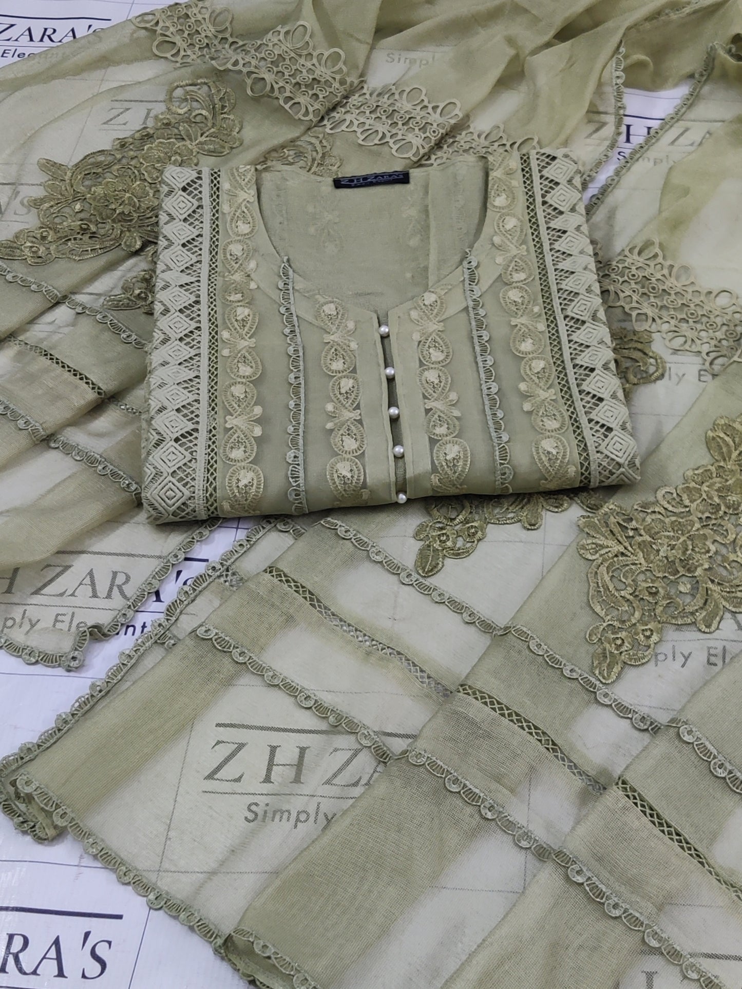 Olive Mint Green Zoha 2pc