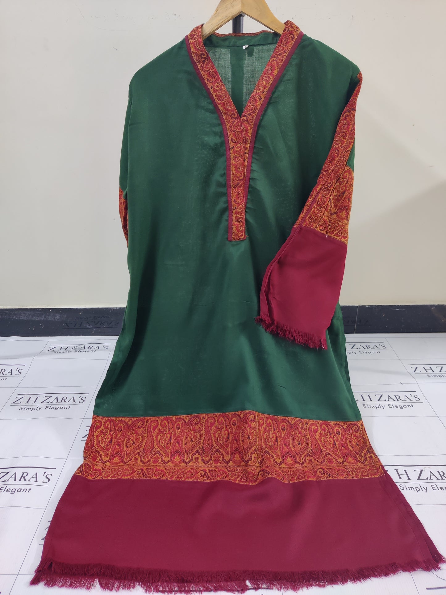 Bottle Green Kani Shirt Stitched