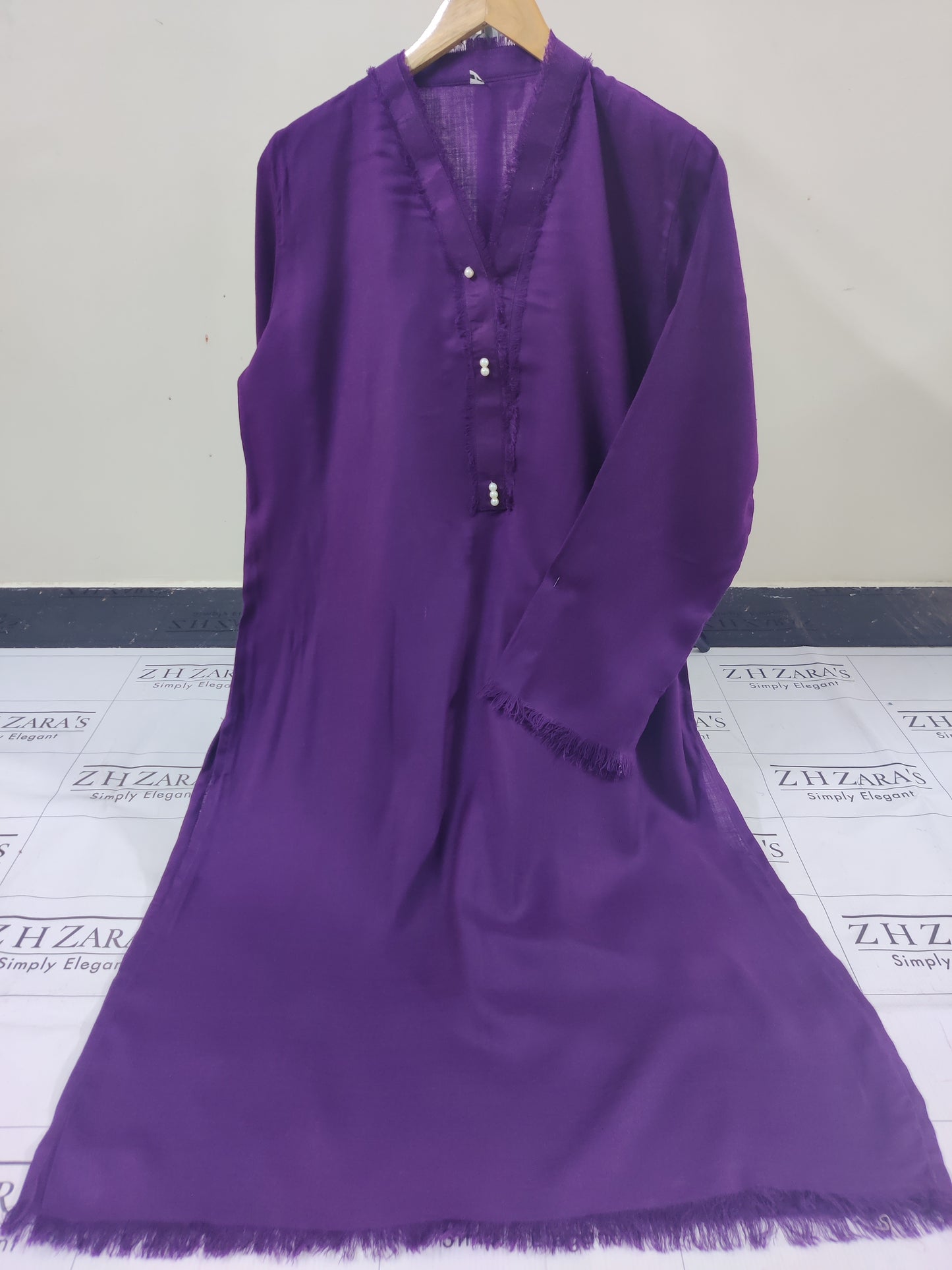 Purple Pashmina 2pc Stitched