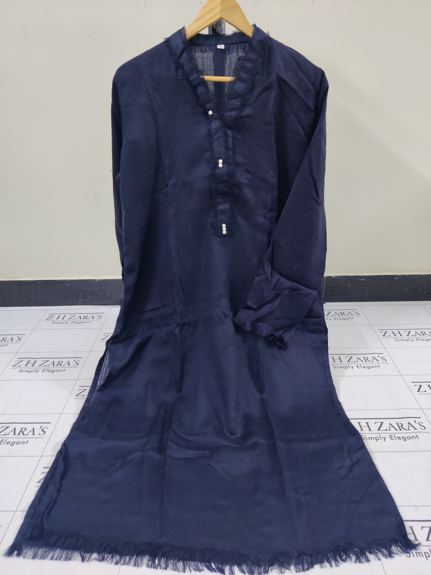 Navy Blue Pashmina 2pc Stitched