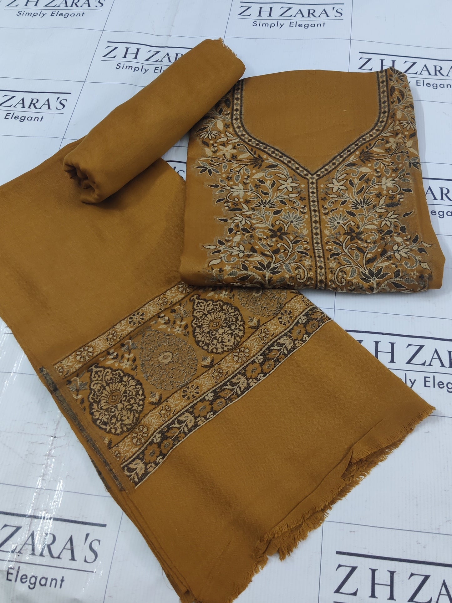 Hazel Mustard Pashmina 3pc