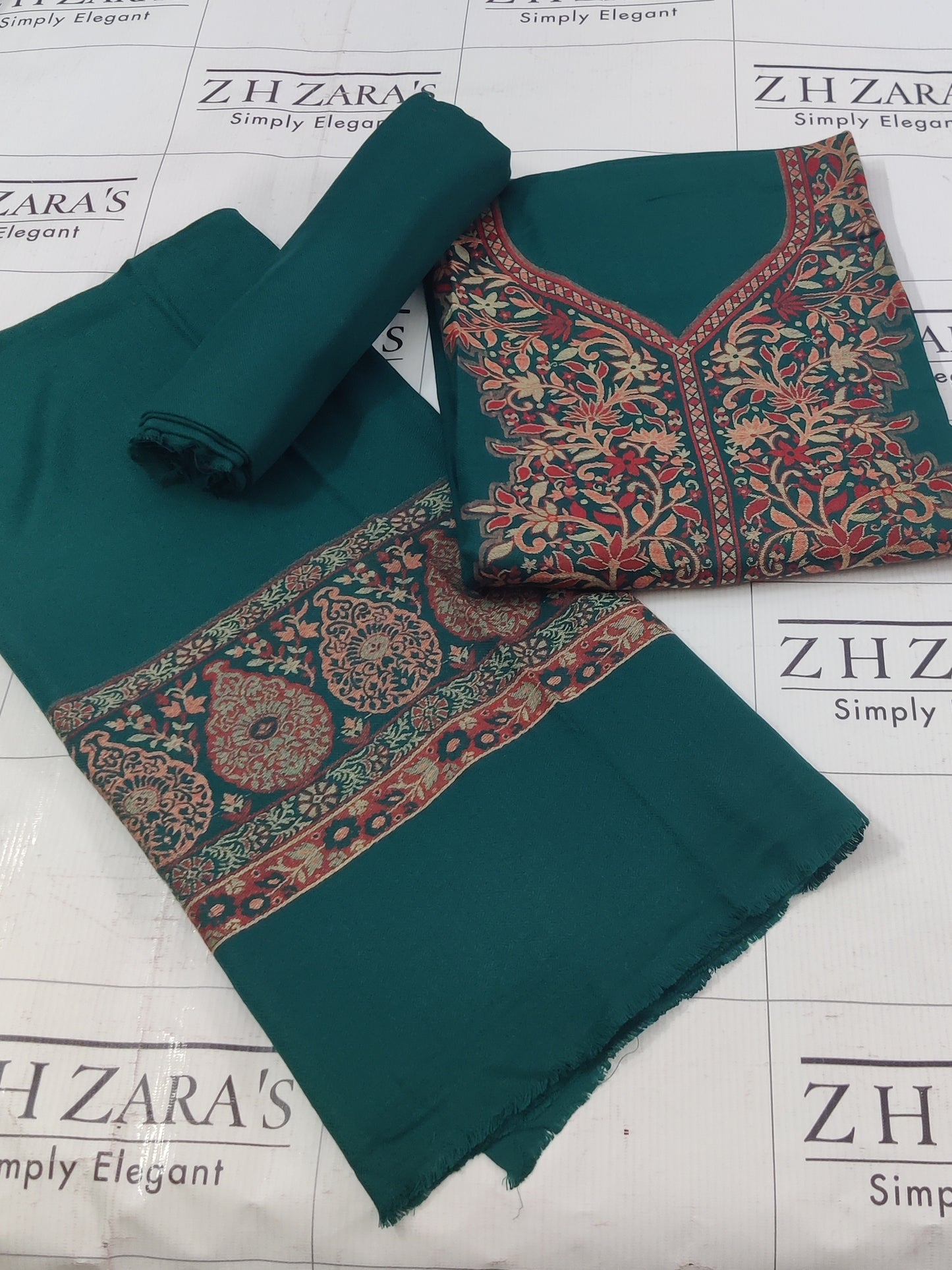 Emrald Green Kani Pashmina 3pc