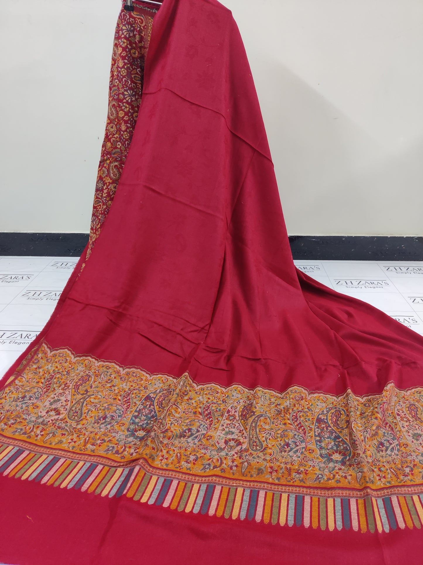 Maroon Full Kani Pashmina 3pc