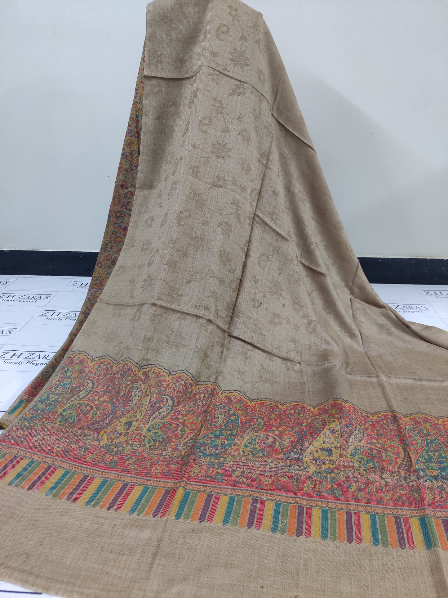 Camel Coffee Full Kani Pashmina 3pc