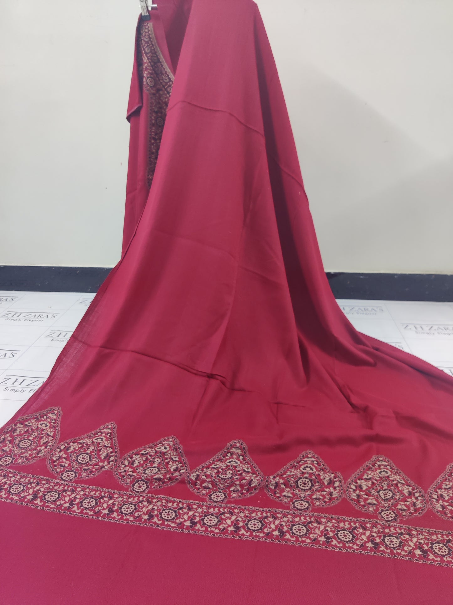 Maroon Gala Kani Pashmina 3pc