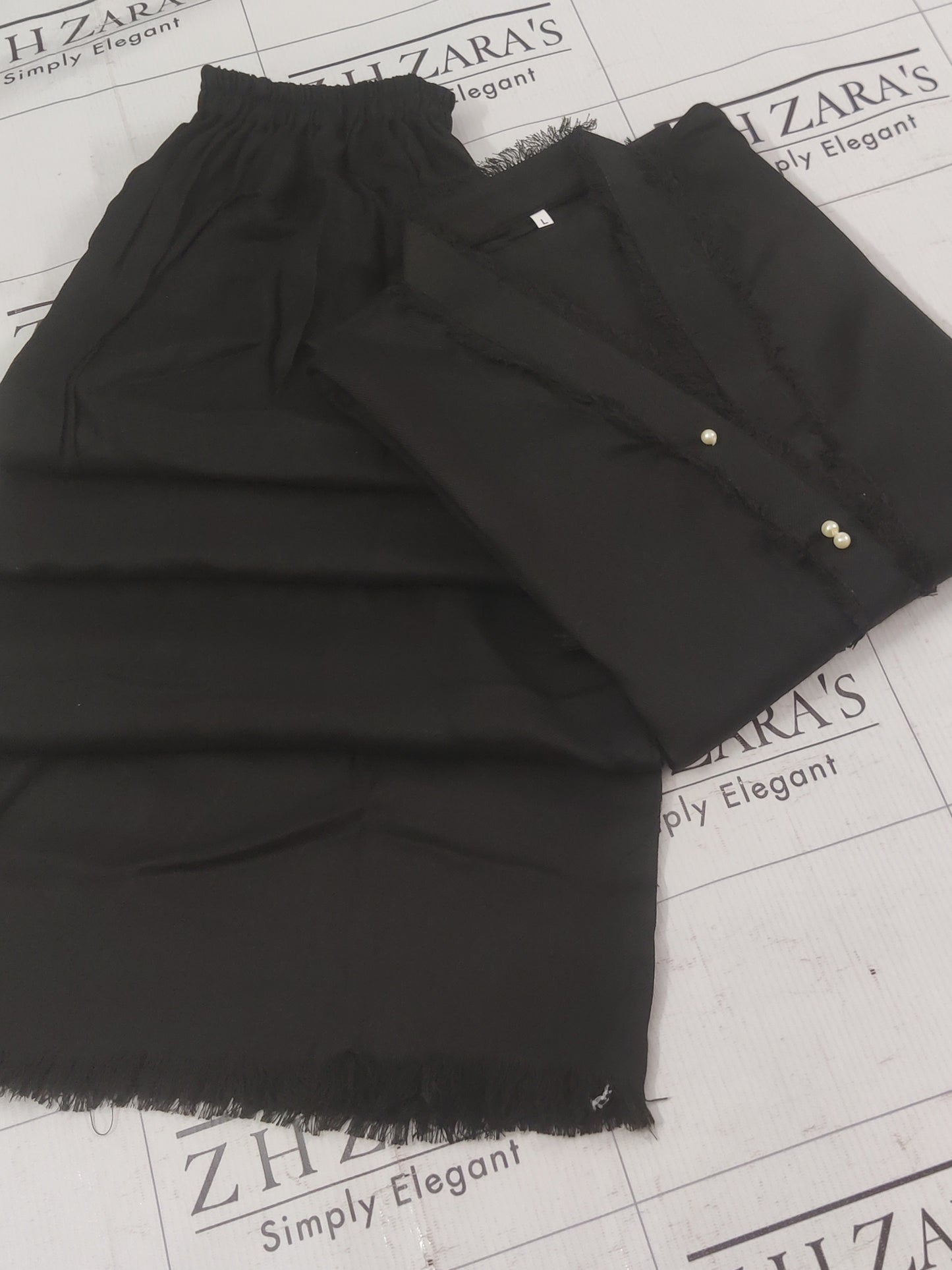 Black Pashmina 2pc Stitched
