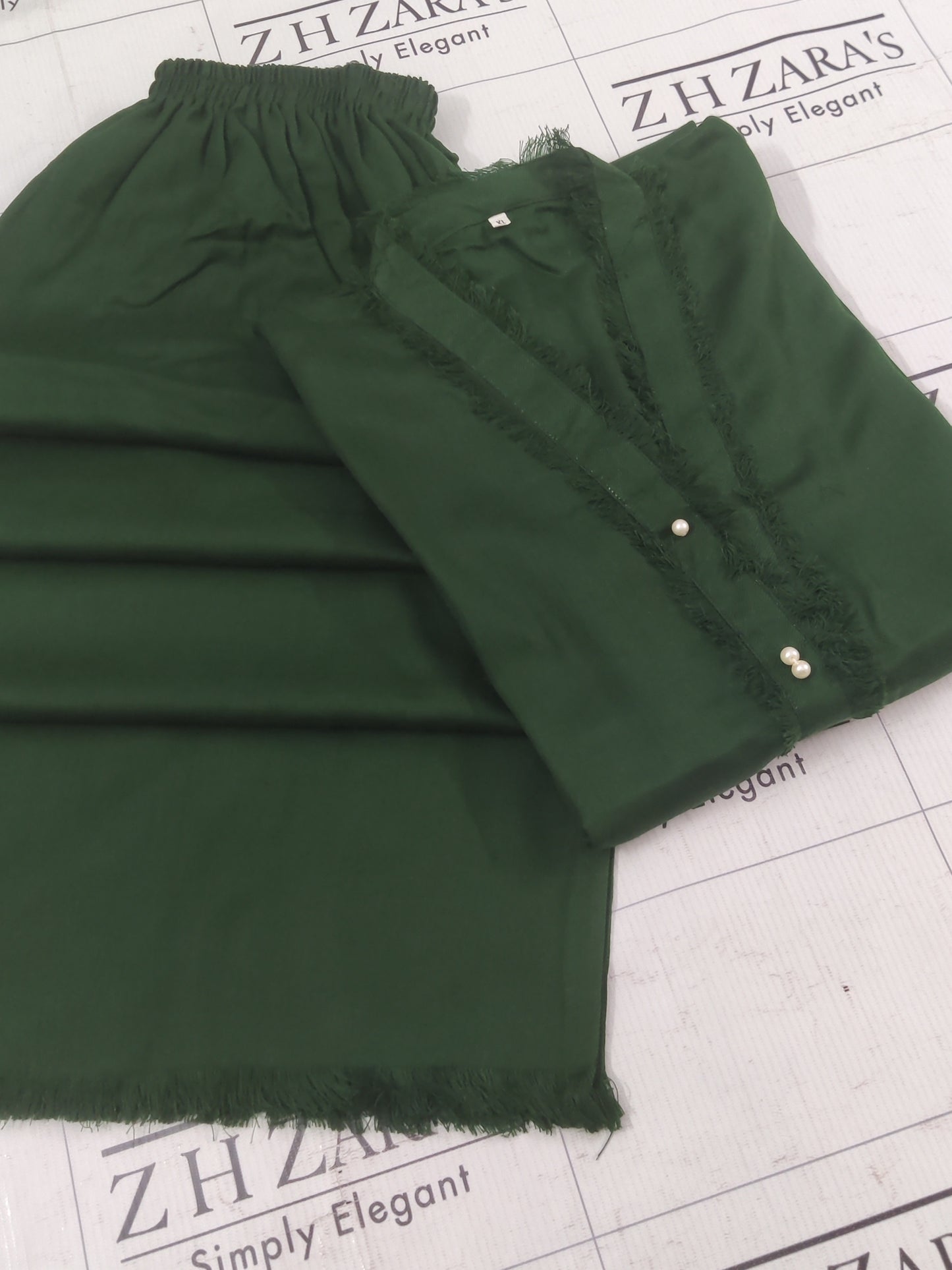Bottle Green Pashmina 2pc Stitched