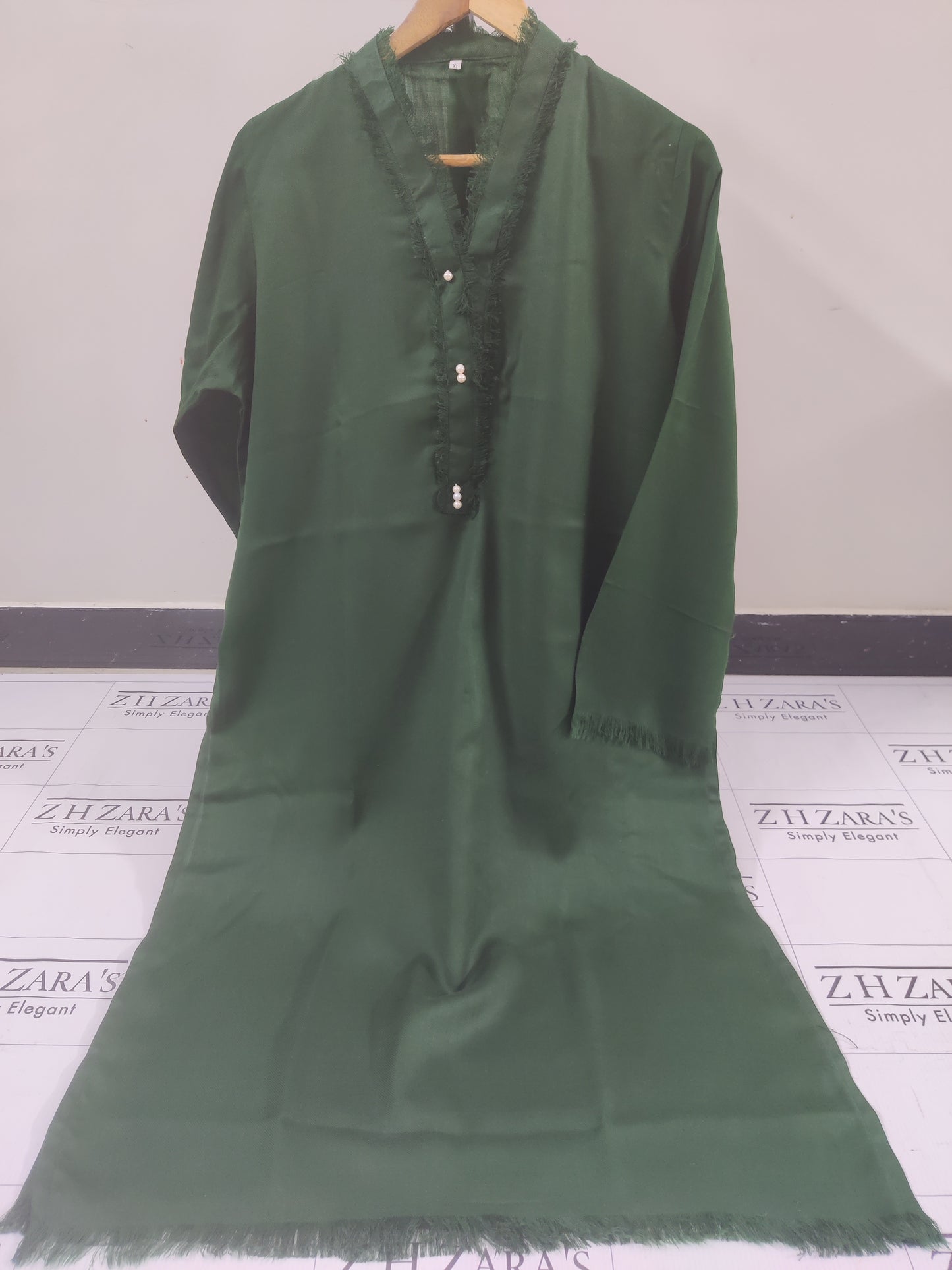 Bottle Green Pashmina 2pc Stitched