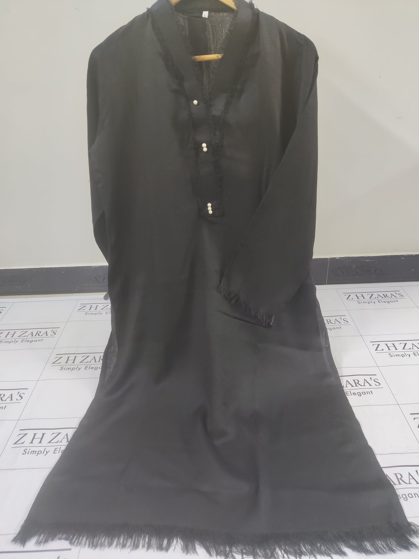 Black Pashmina 2pc Stitched
