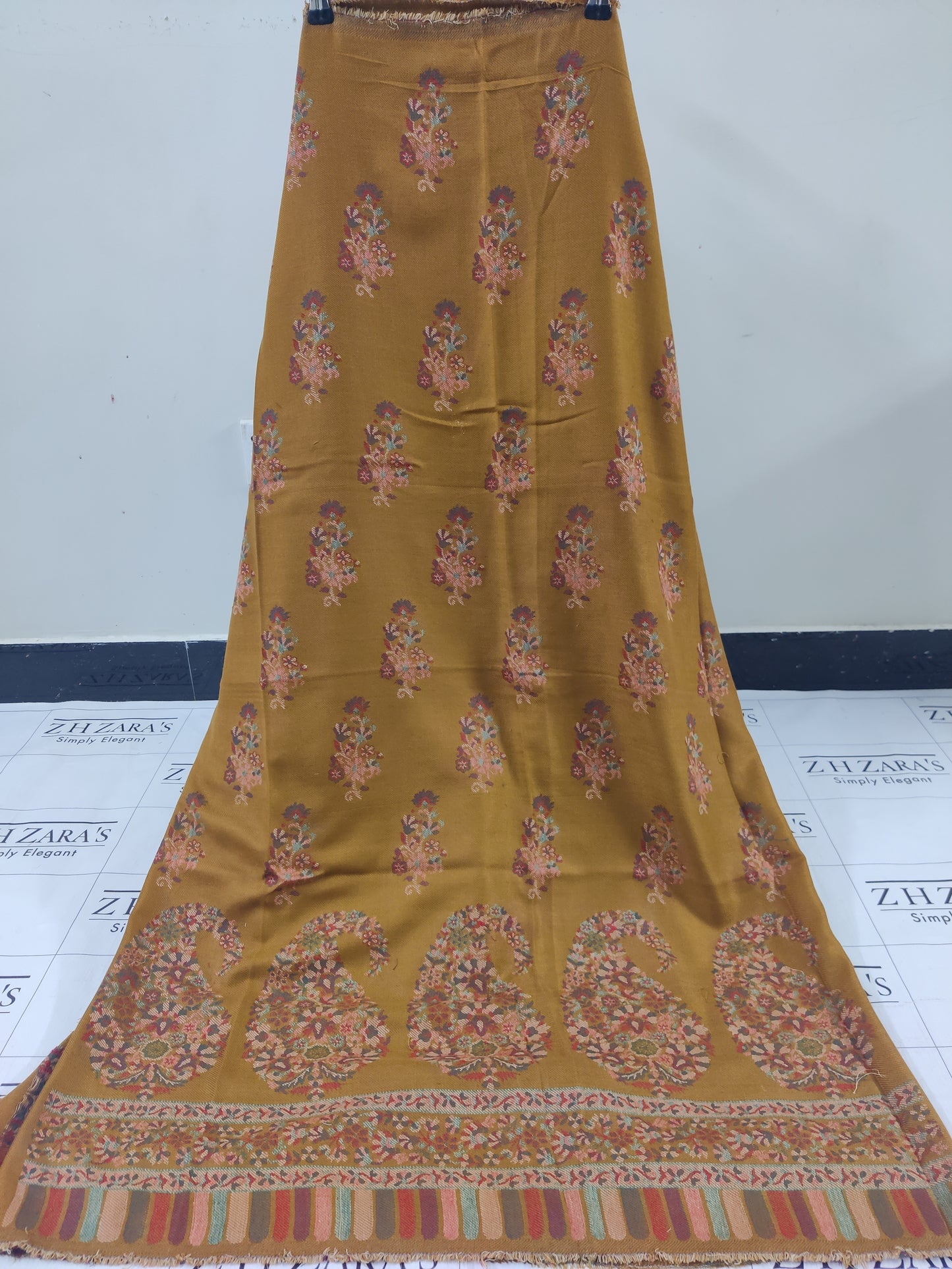 Mustard Jacquard Kani Pashmina 3pc