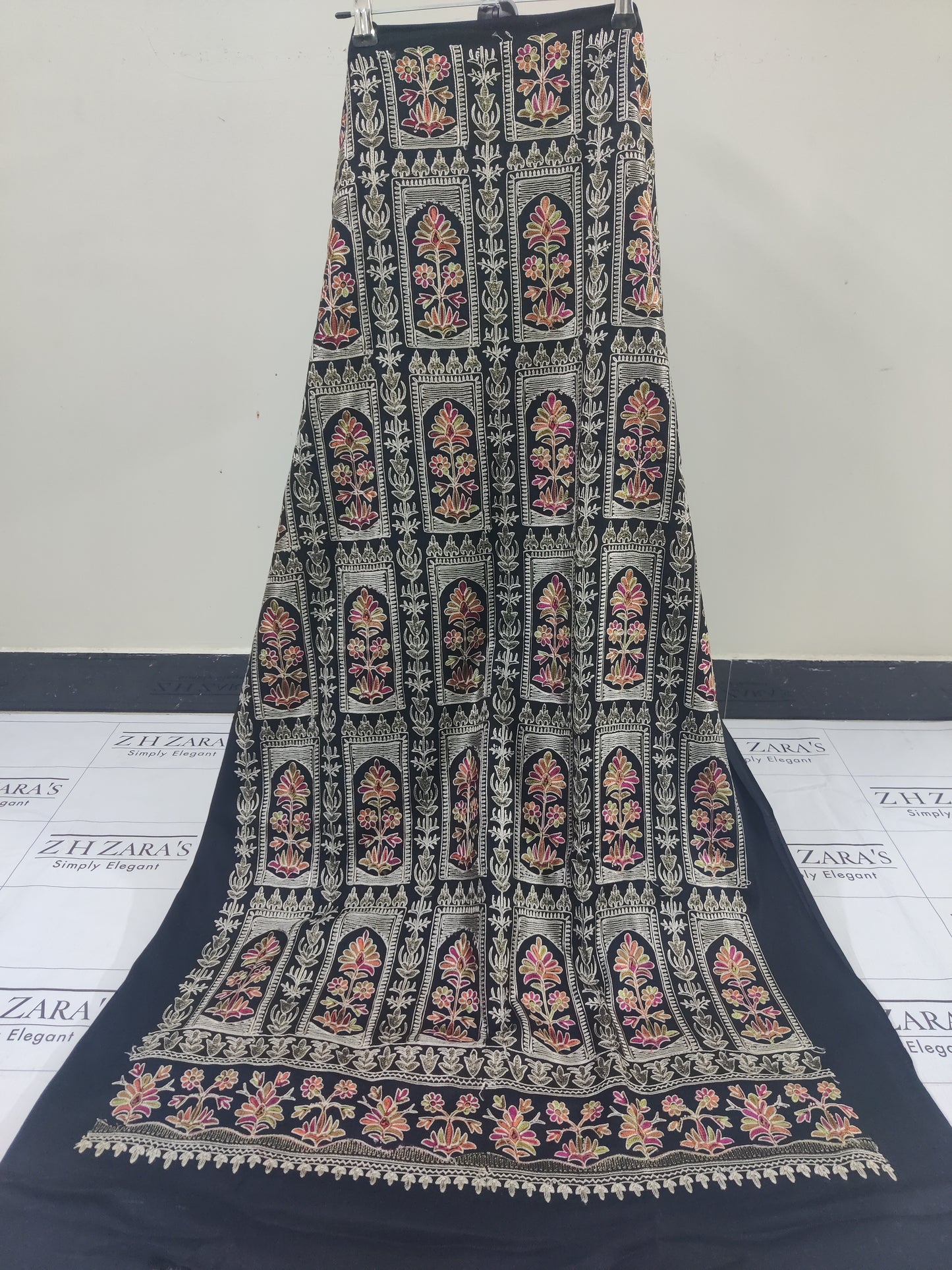 Embroidered Black Pashmina 3pc