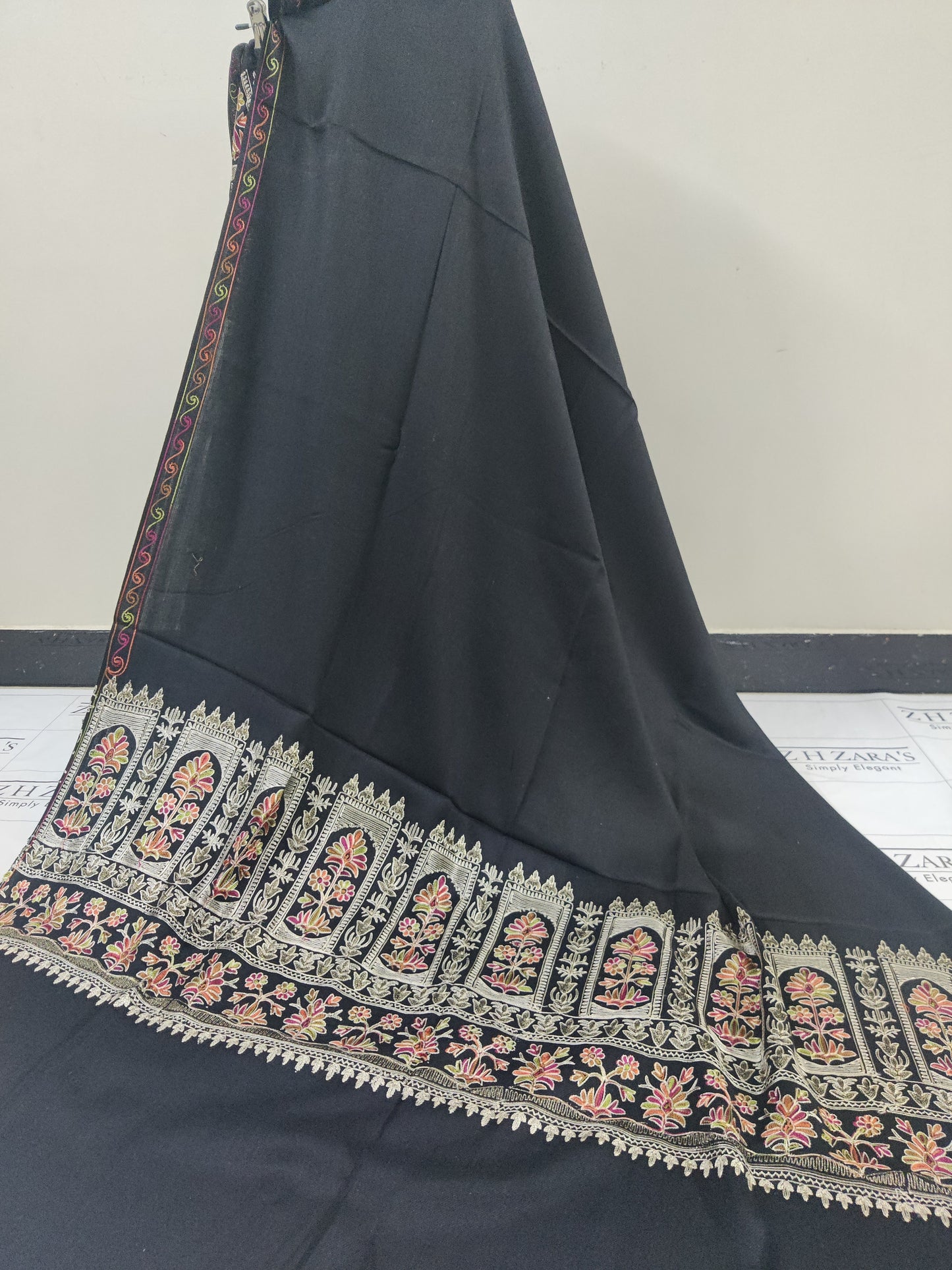 Embroidered Black Pashmina 3pc