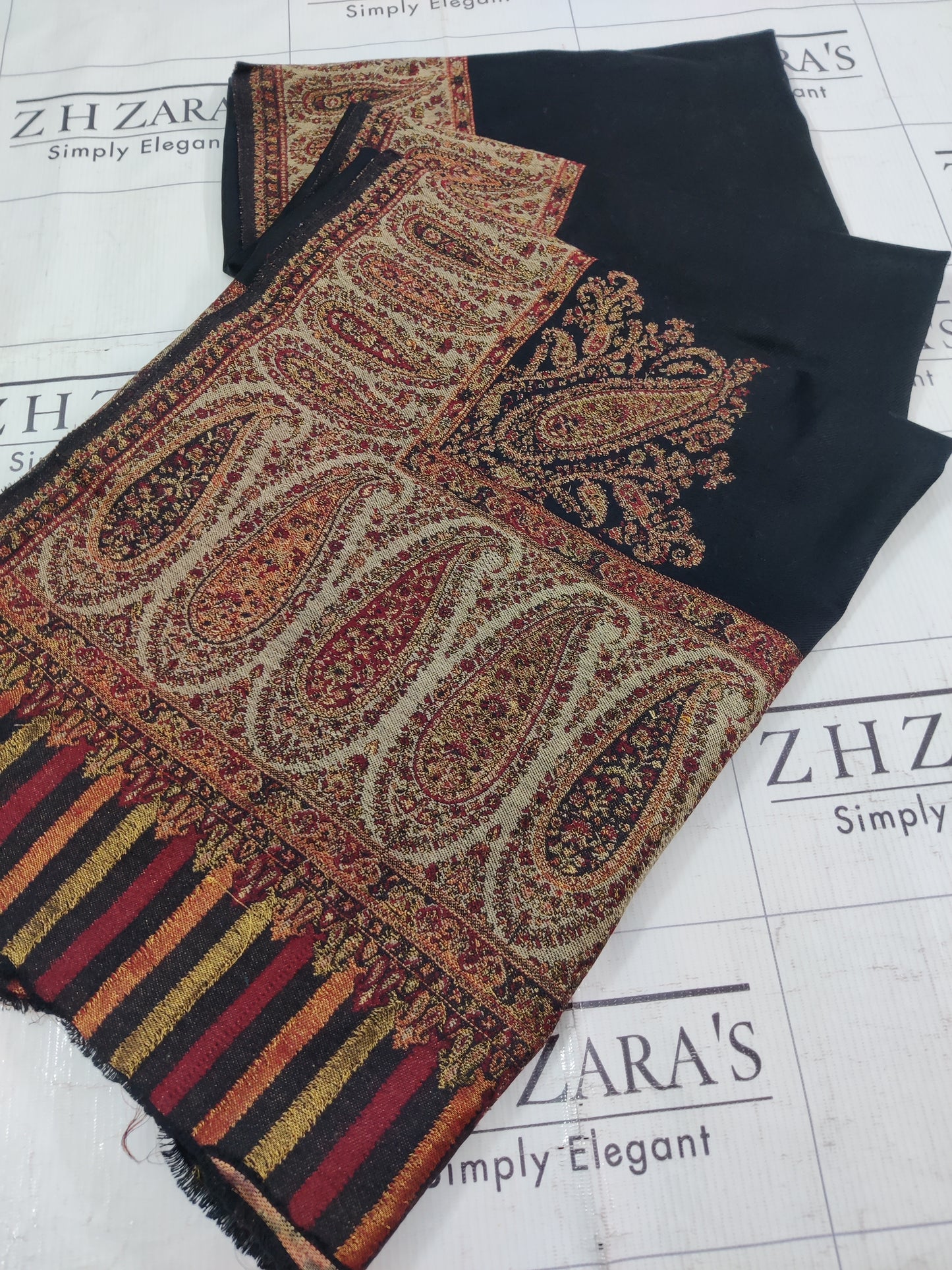 Black Copper Kani Pashmina Shawl