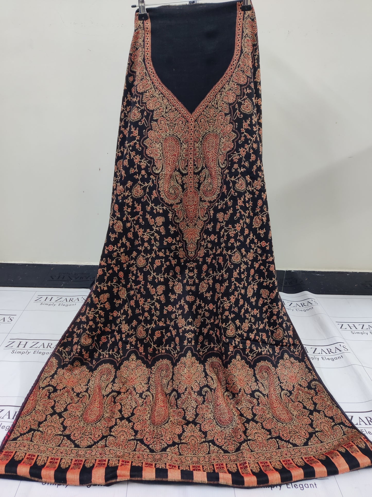 Black Peach Gala Double Kani Pashmina 3pc