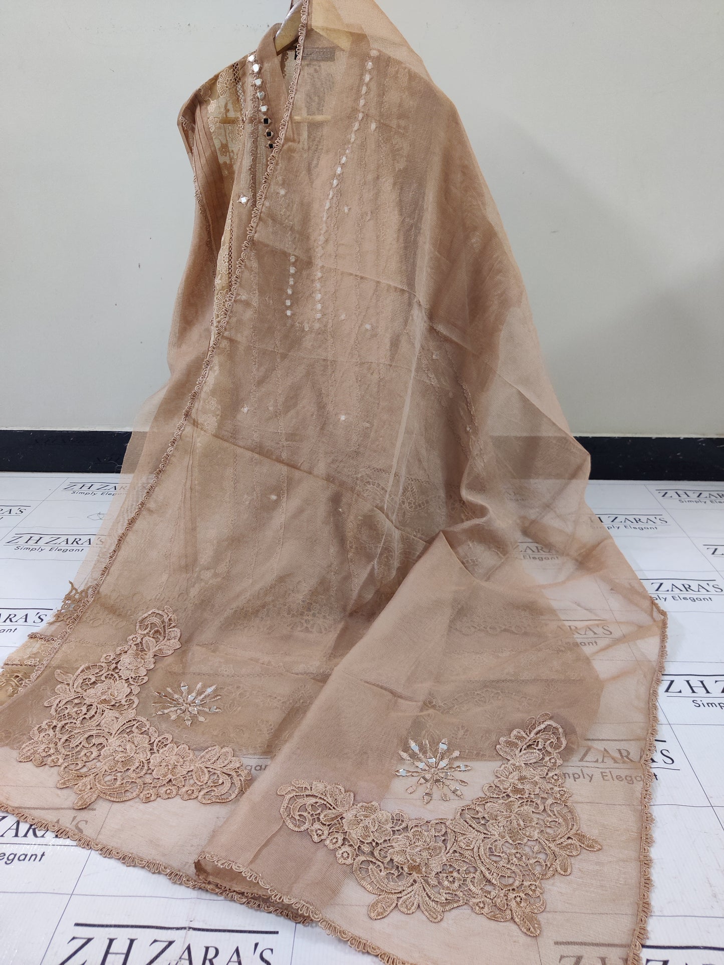 Coffee Mirror Cutwork 2pc