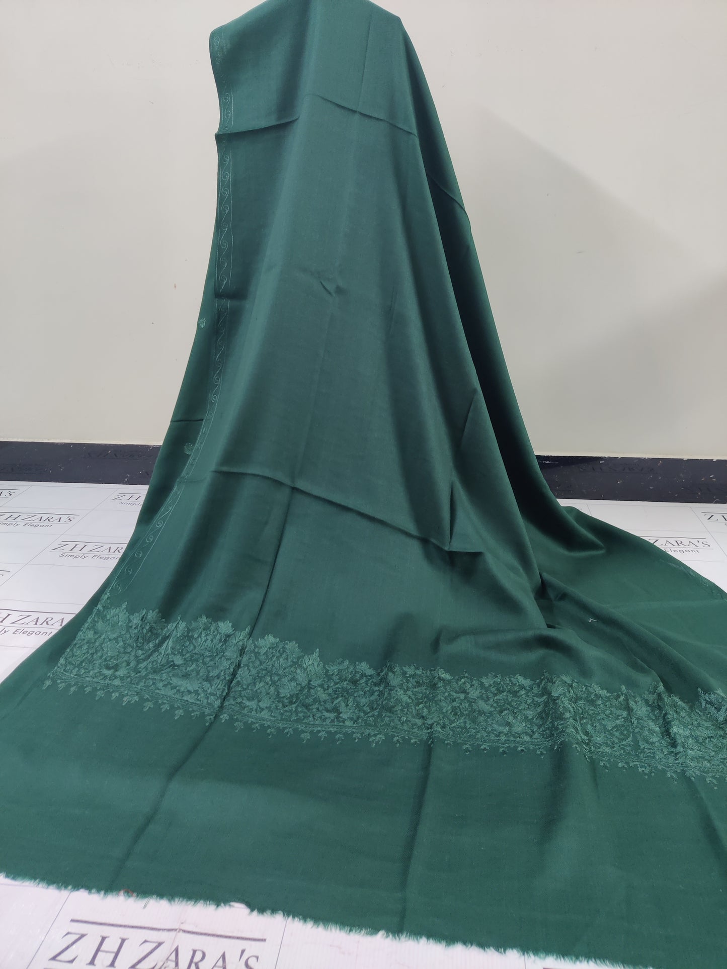 Bottle Green Anchor Pashmina 3pc