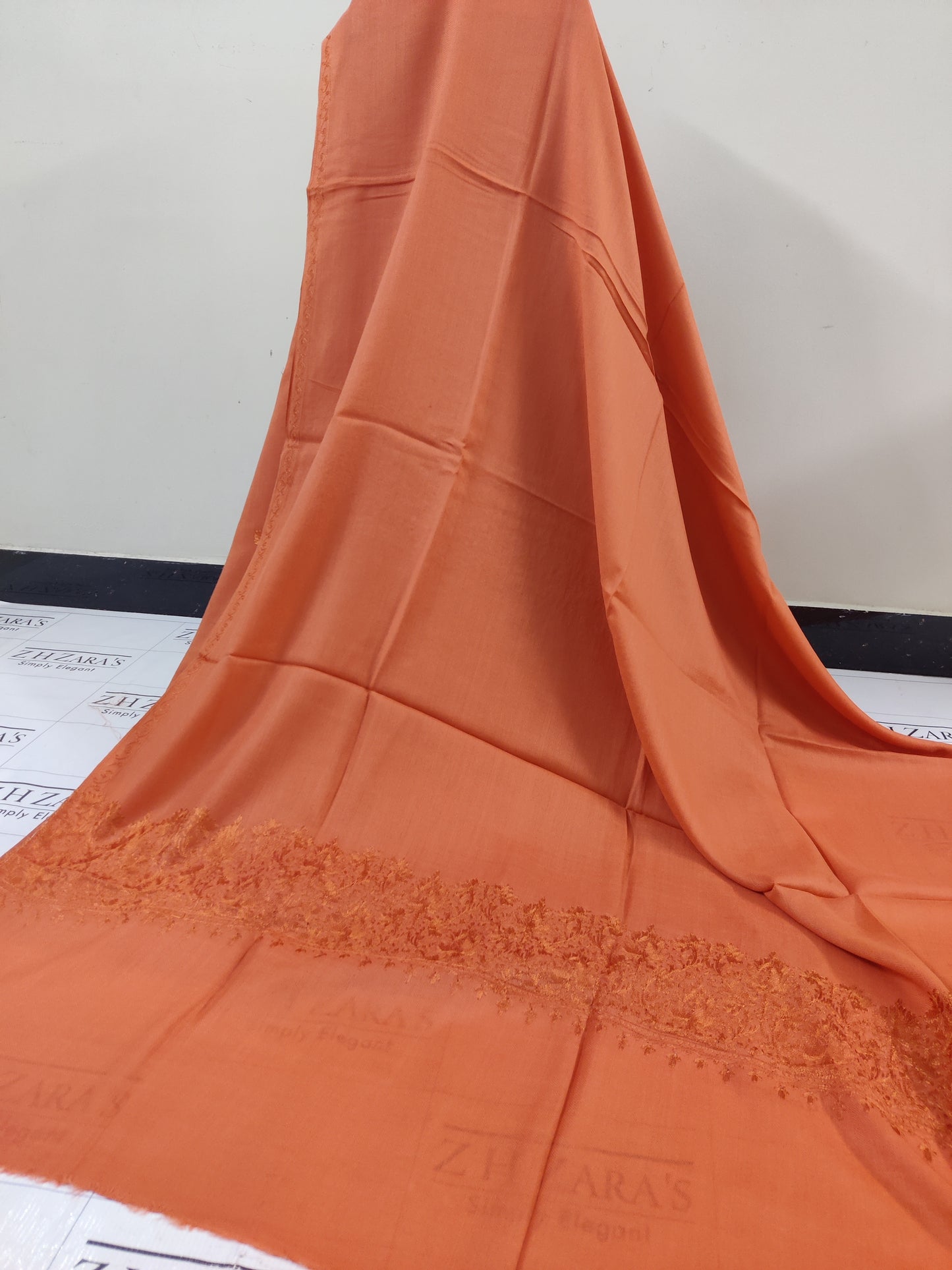 Peachy Orange Anchor Pashmina 3pc