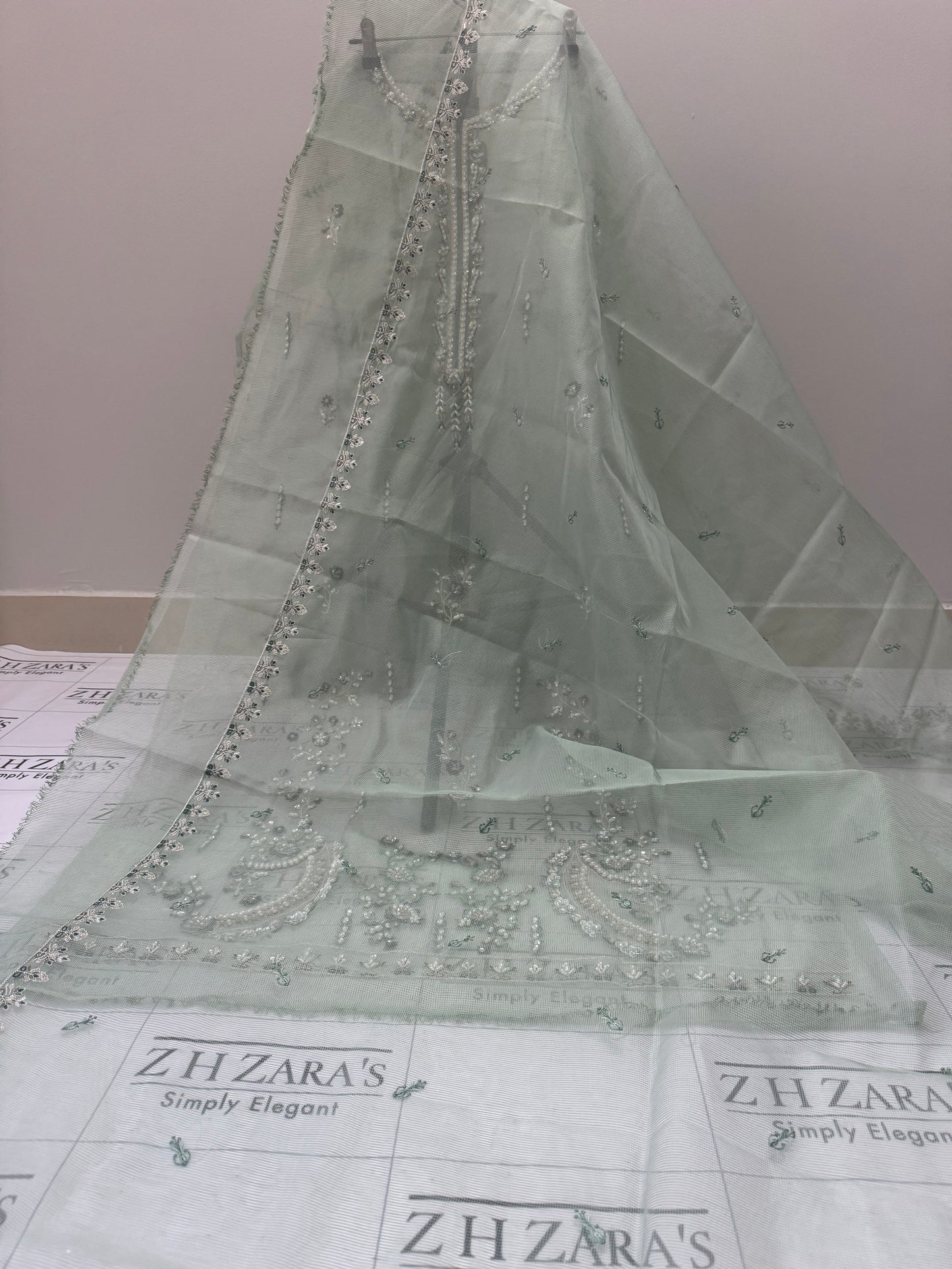 Heritage Mint Green Hand Embellished