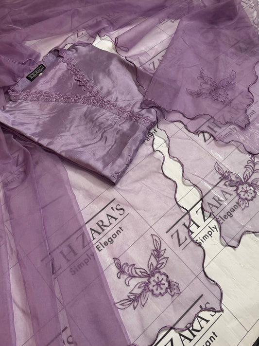 Mauve Purple Maha Gul 3pc