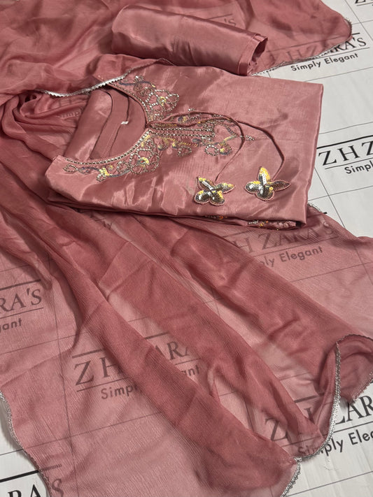 Tea Pink Soha Kaftan 3pc