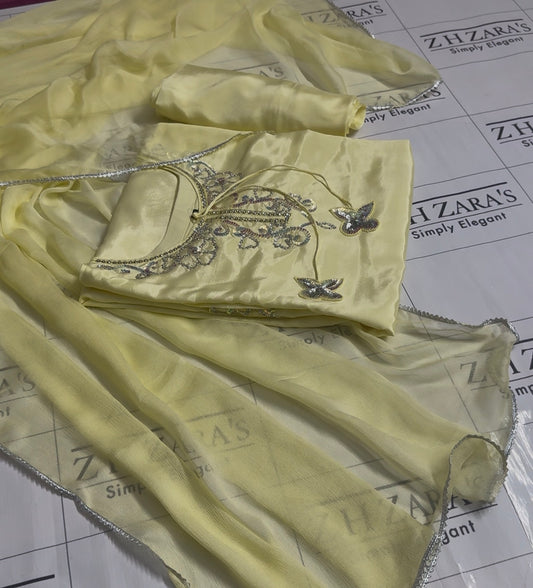 Butter Yellow Soha Kaftan 3pc