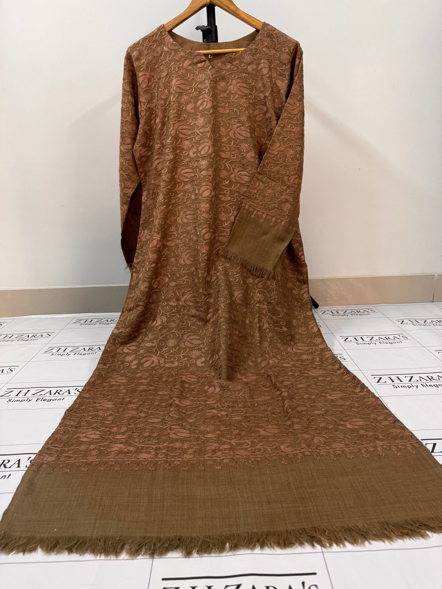 Camel Coffee Pashmina Kaftan Shirt