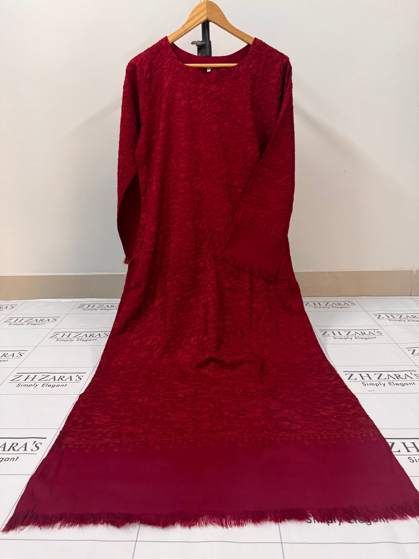 Wine Maroon Pashmina Kaftan Shirt