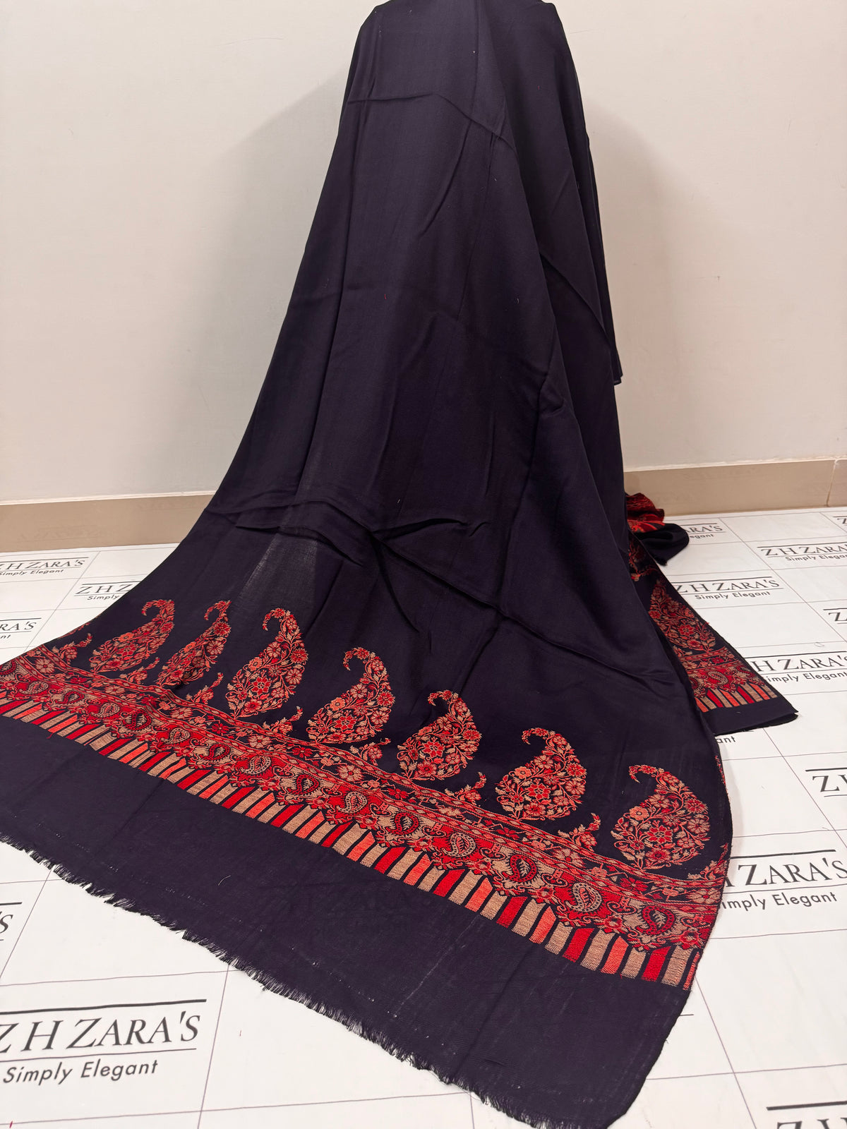 Gala Jaal Navy Blue Pashmina 3pc