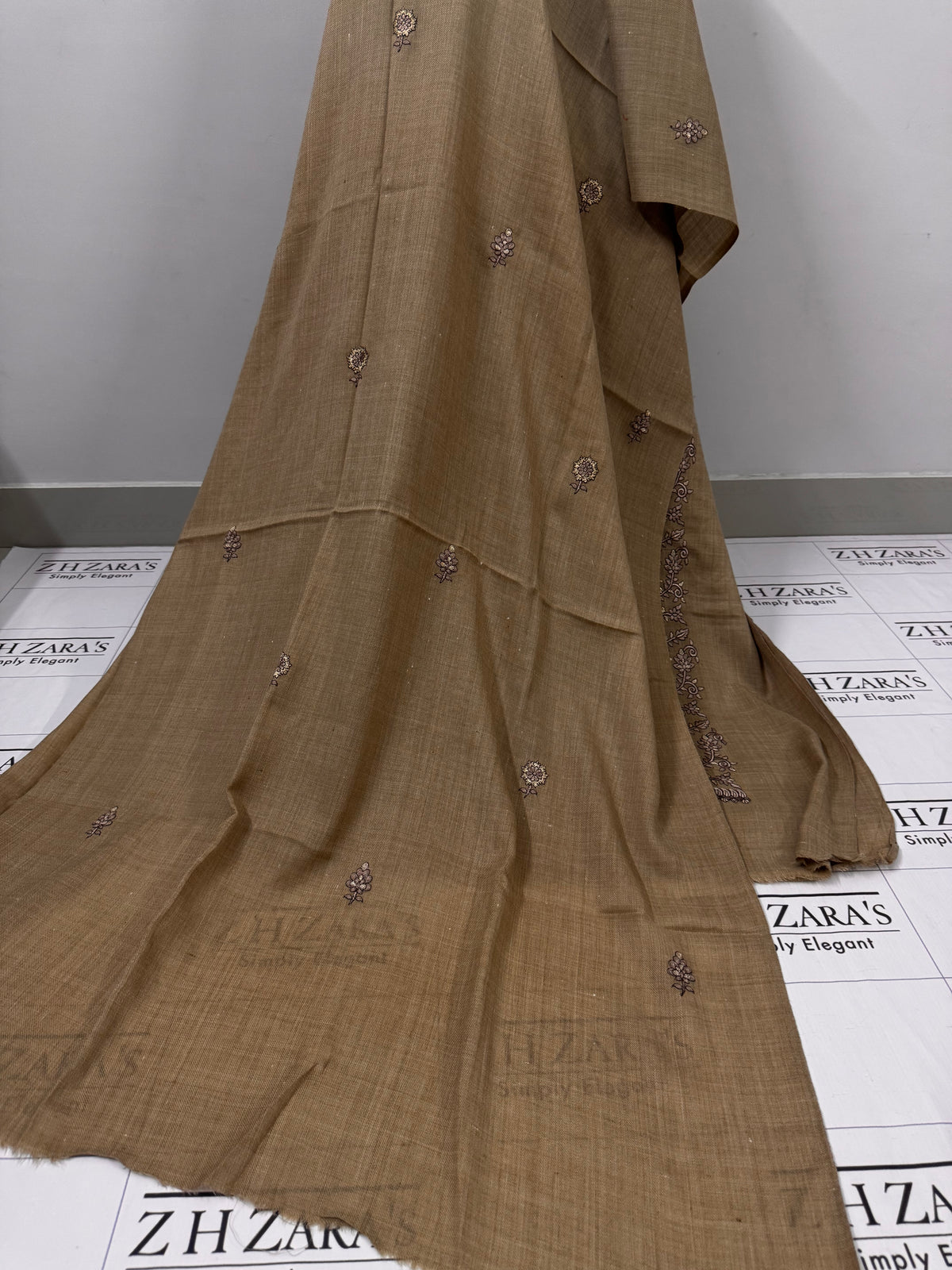 Coffee Beige Shahi Pashmina 3pc