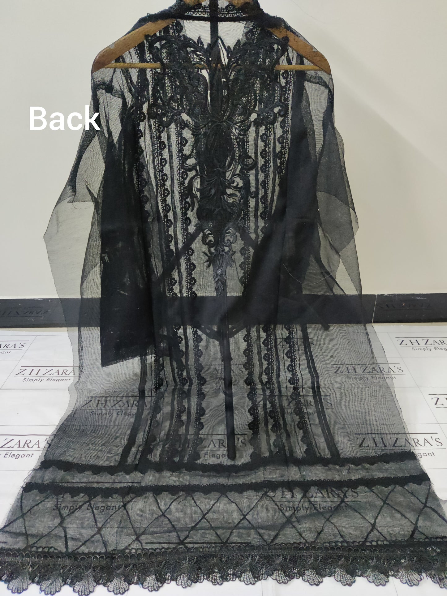 Black Cutwork Silk Applique 2pc