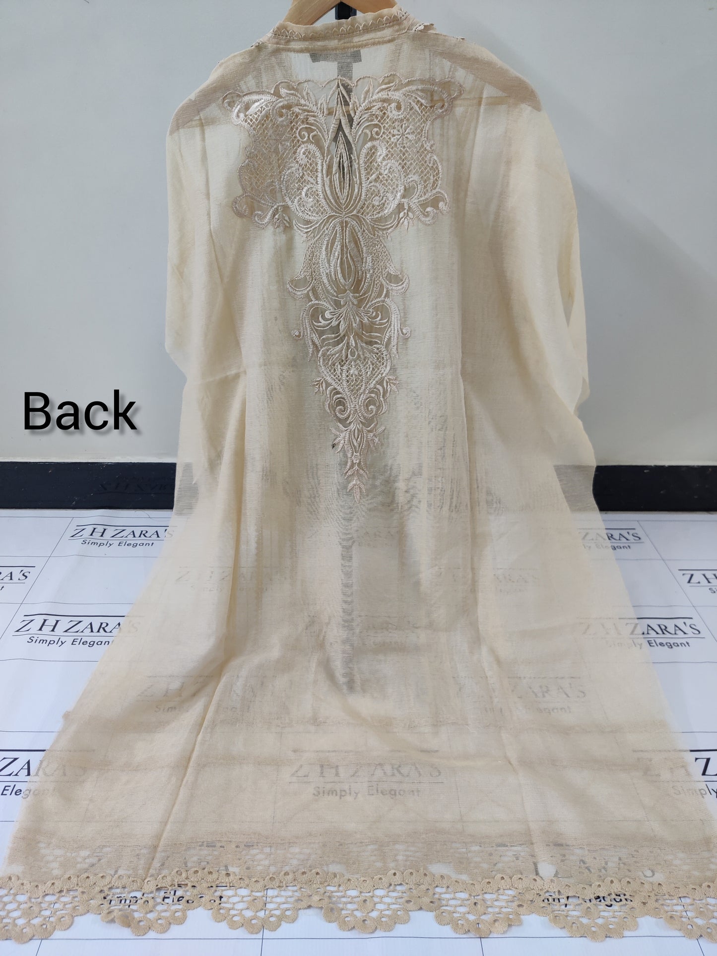 Coffee Beige Cutwork Silk Applique 2pc
