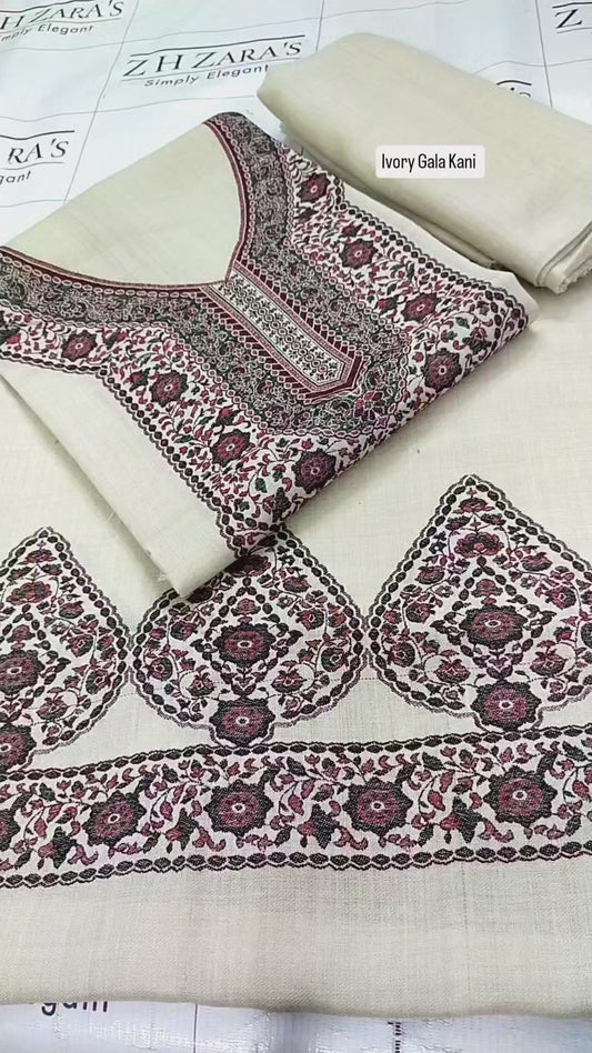 Ivory Gala Kani Pashmina 3pc