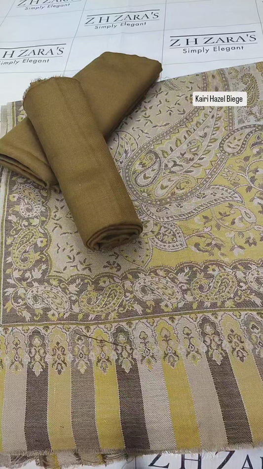Kairi Hazel Beige Kani Pashmina 3pc