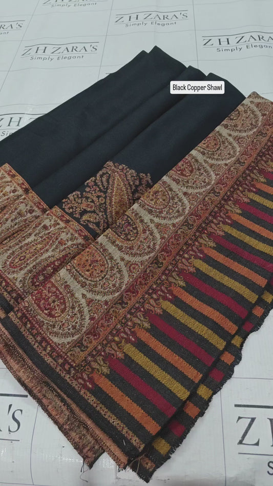 Black Copper Kani Pashmina Shawl