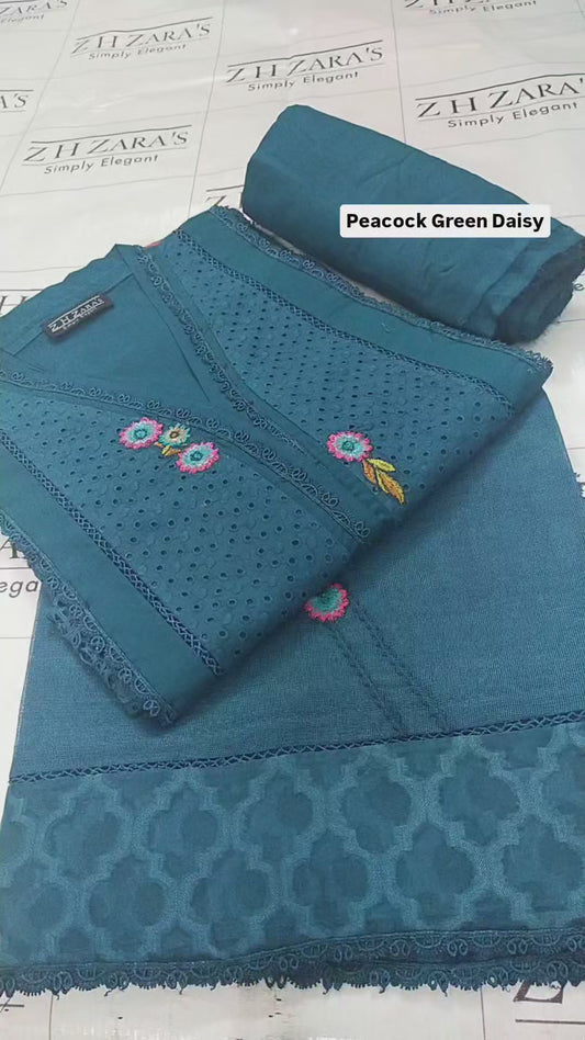 Peacock Green Daisy 3pc