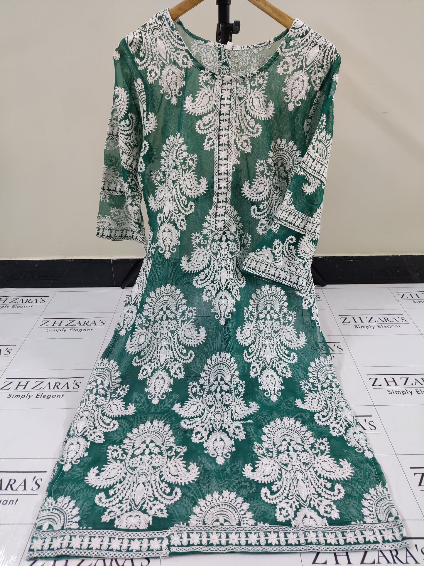 Emerald Green White Stitched 2pc