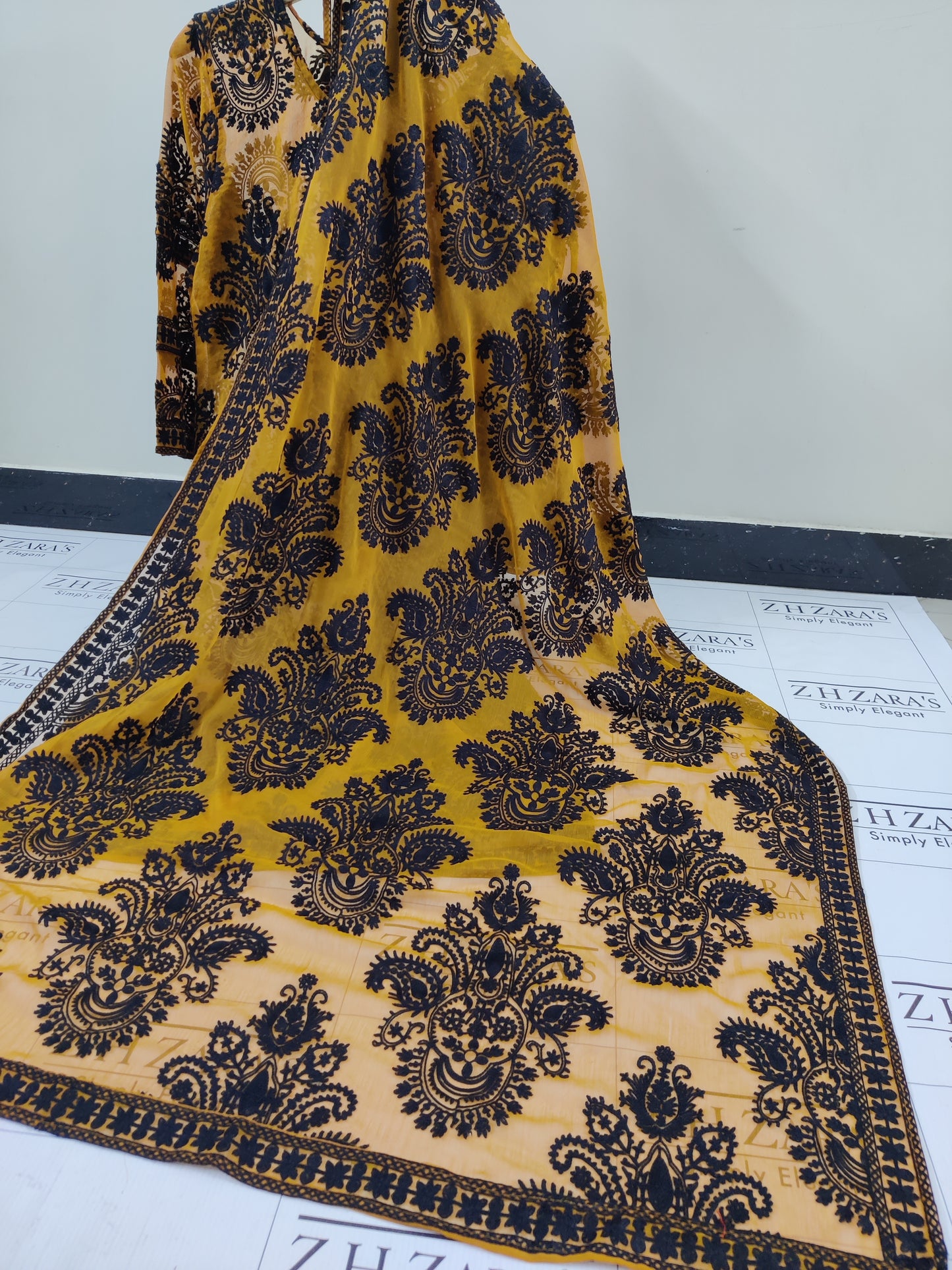 Mustard Black Stitched 2pc