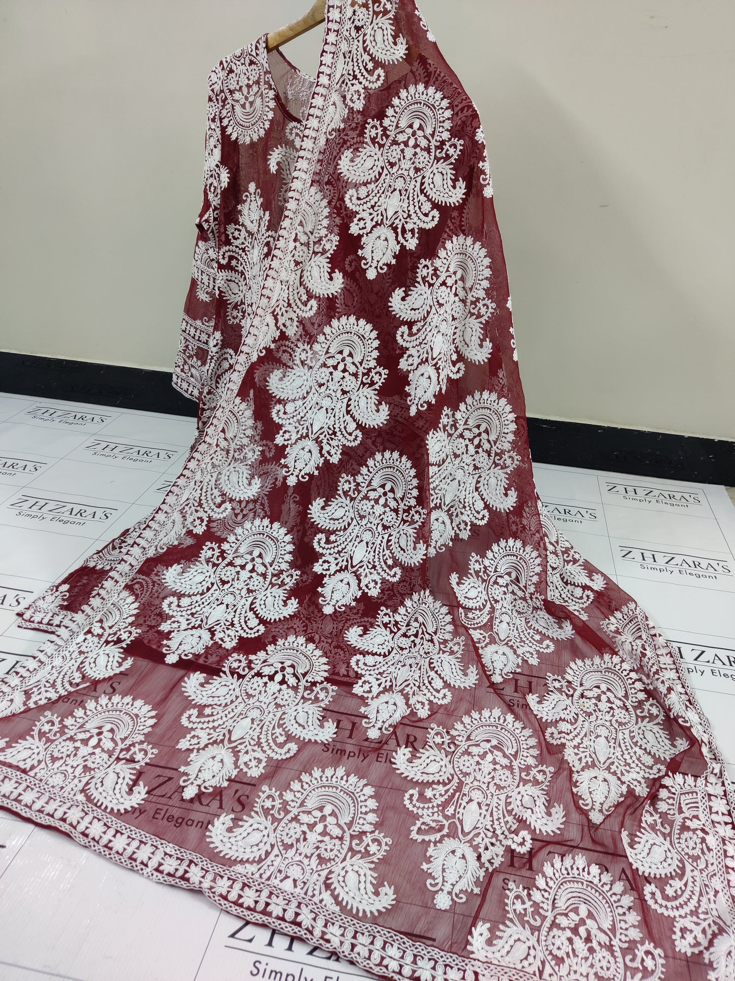 Maroon White Stitched 2pc
