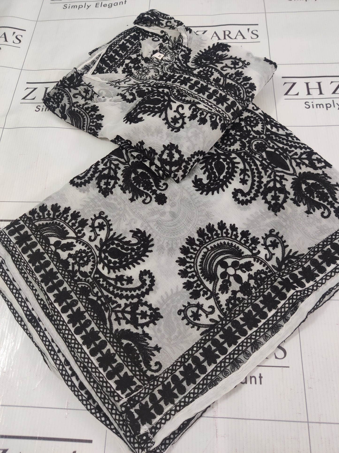 White Black Stitched 2pc