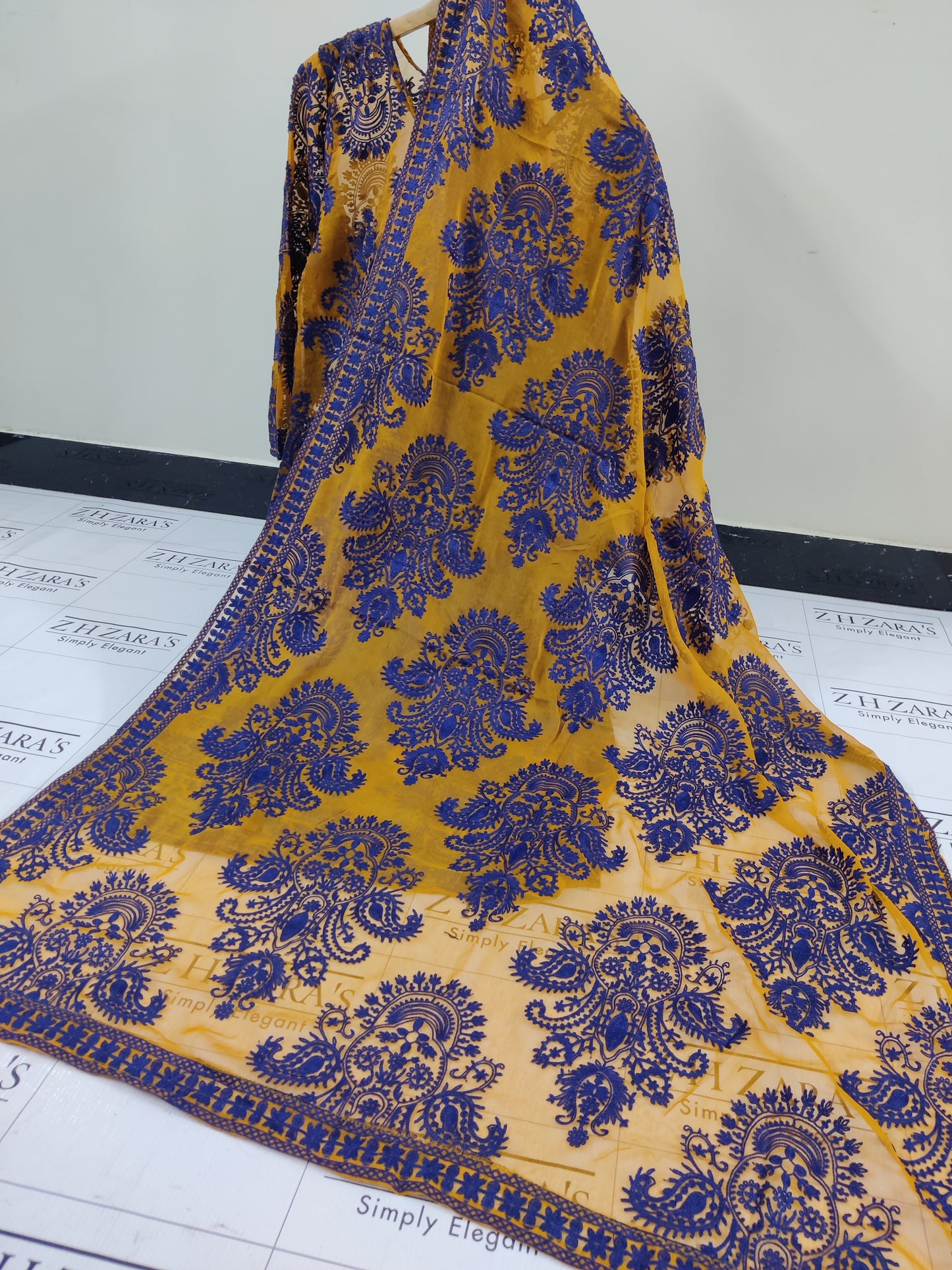 Mustard Blue Stitched 2pc