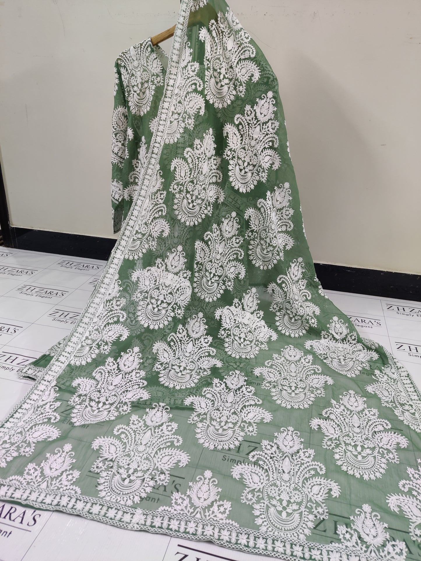 Olive Green White Stitched 2pc