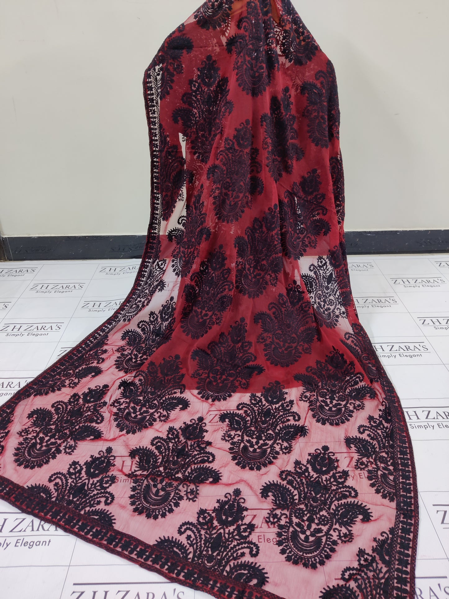 Maroon Black Stitched 2pc