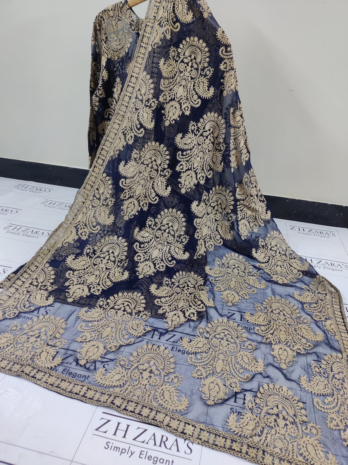 Navy Blue Foan Stitched 2pc