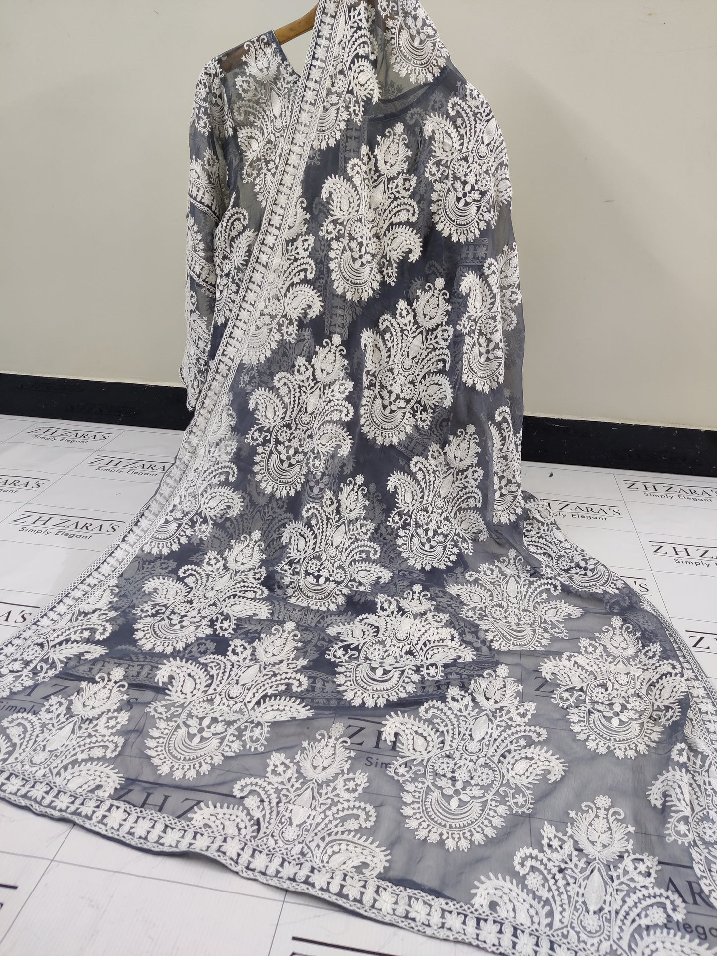 Grey White Stitched 2pc