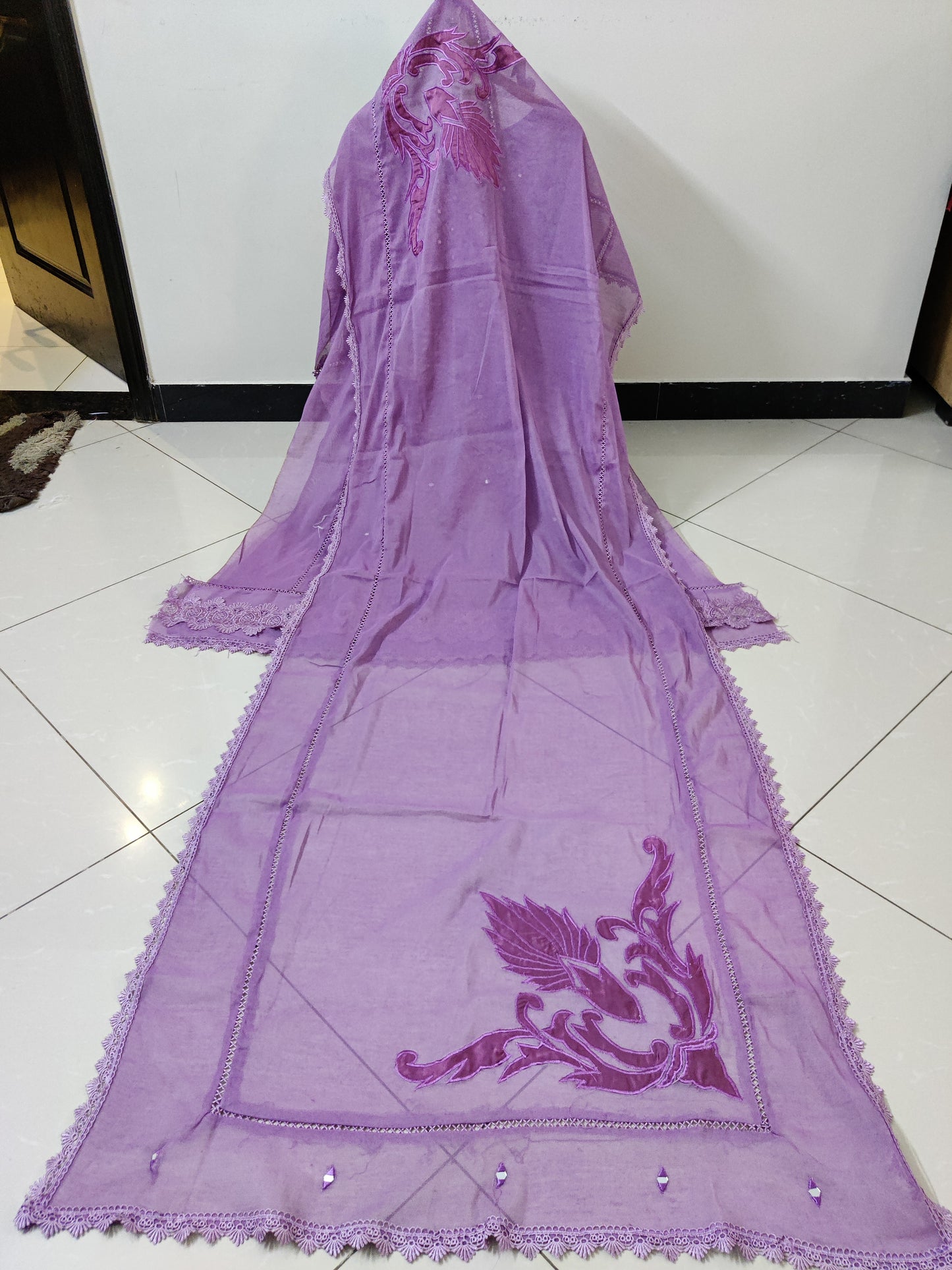 Silk applique 3pc Lilac Purple