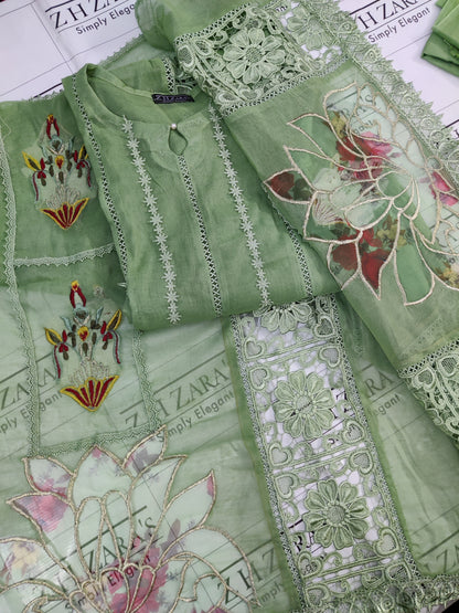 Heavy duppatta 3pc Apple Green