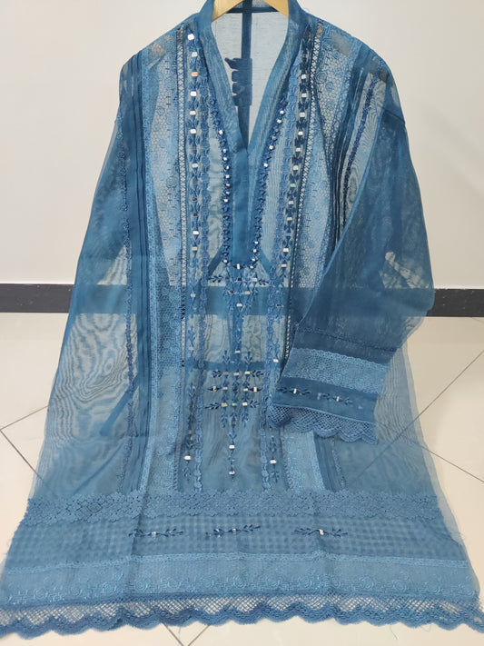 Teal Peacock Mirror Laced 2pc